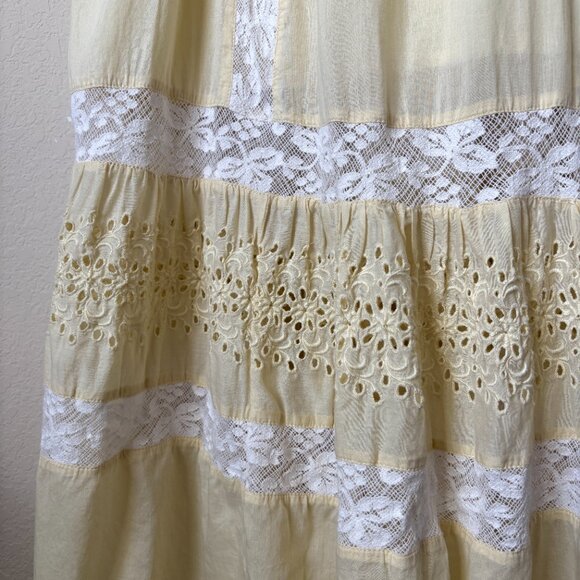 Love Shack Fancy Ayala Lace Eyelet Trim Cottagecore Midi Spring Summer Dress - Picture 7 of 16